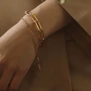 custom gold vermeil 925 sterling silver paperclip chain & link bracelets