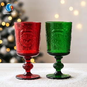 Verre à vin rouge à pied court épaissi avec motif de <span class=keywords><strong>Père</strong></span> Noël <span class=keywords><strong>en</strong></span> relief vintage personnalisé Samyo - Product Image 1
