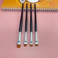 Pinceau Eyeliner Lame Ultra-fine à Tête Plate, Pinceau Sourcils Fin Biseauté, Stylo Eyeliner, Outil de Maquillage Portable, Manche en Bois Blanc