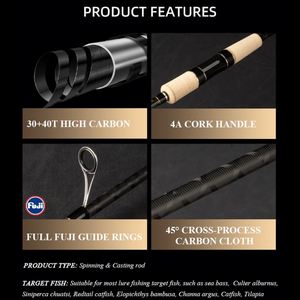 2.13m 2.28m 2.4m <strong>ML</strong> Fishing Bait Casting Rod 40T+30T Carbon Spinning Fishing Rods Pole <strong>Spin</strong> Casting Rod for Freshwater - Product Image 4
