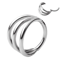 Anneaux de nez en titane pour femmes, Design à la mode, Design à 3 ventilateurs, charnière sur le côté, Clicker, bijoux de Piercing, ASTM F-136