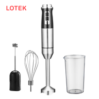 Mixeur Plongeant Électrique Multifonctionnel avec Commande par Bouton Poussoir, Lames en Acier Inoxydable, 21 Vitesses Variables