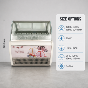 Congelador Comercial para Exhibición de Helados, de -16 a -22 °C, R404A, 220V, Vitrina para Gelato, para Tiendas de Postres, Cafeterías y Restaurantes - Product Image 6
