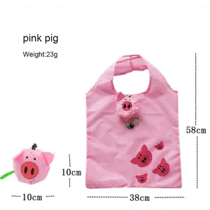New Design Eco-Friendly Reusable Polyester Animal Shape Folding Kids Shopping Bag