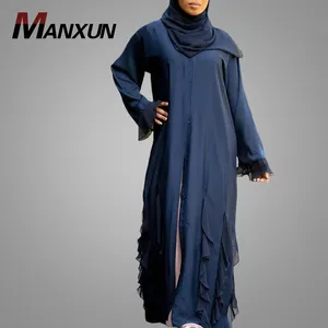 Modest Front Open Dubai Abaya Elegant Robe Long Sleeve Middle East Arab Clothes Traditional Turkish Dresses Abaya Online