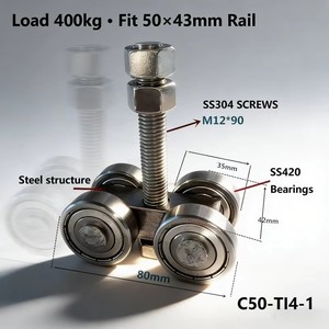 Roue de Portail Cantilever Robuste 200kg-450kg pour <span class=keywords><strong>Rail</strong></span> 50×43mm - Product Image 5