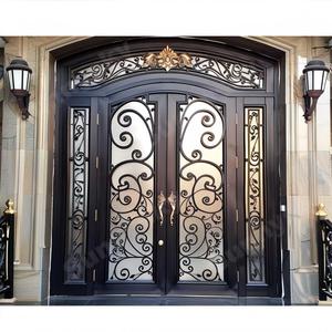 Sunnysky Security Wrought Iron Entry <strong>Door</strong> Exterior French Wrought Iron Main <strong>Door</strong> Custom Wrought Iron Front Entry <strong>Doors</strong> - Product Image 1