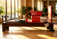 Lit de Reformer Pilates et Yoga Haut de Gamme pour Studio et Domicile, Ajustable, Multifonctionnel, en Chêne Écologique