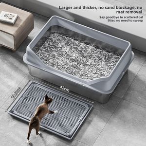 Groothandel <span class=keywords><strong>Extra</strong></span> Grote Bakbak Gemakkelijk Reinigbaar Duurzaam Hoge Wand Zijdelingse Kattenbak Geüpgradede RVS Kunststof Groot - Product Image 1