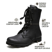 Bottes tactiques d'entraînement en cuir respirantes et durables avec semelle en caoutchouc pour hommes, pour l'extérieur, OEM ODM personnalisées, CE ISO