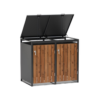 Boîte de rangement pour poubelle à roulettes Armoires de poubelles extérieures étanches Couvercle de poubelle en métal avec serrures Hangar de poubelle de jardin durable