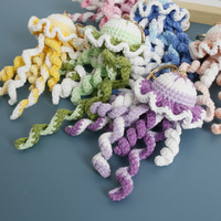 Porte-clés poulpe en crochet, jouet animal en tricot fait main, poupées amigurumi en fil, calamars et méduses