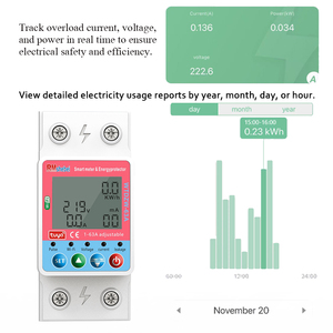 Rmshebei Trái Đất rò rỉ ngắt mạch disjoncteur Đồng hồ đo điện dừng thiết bị Din Rail thông minh trả trước năng lượng Mét Màn hình 63A - Product Image 4
