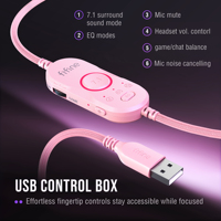 Casque de jeu filaire USB H13 circum-auriculaire avec son surround 7.1, RGB vibrant, micro à réduction de bruit équilibrée pour jeu/chat et DJ
