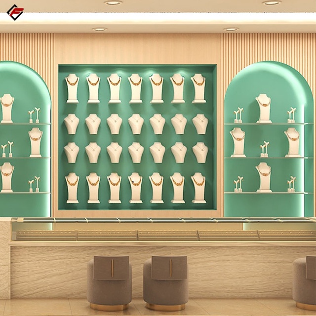 Customized Luxury Glass Jewelry Display Cabinets with LED Lighting for Store Showroom and Interior Design