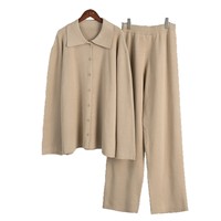 Ensemble tricoté à col mandarin et manches longues, style décontracté européen et américain, nouvelle collection automne/hiver