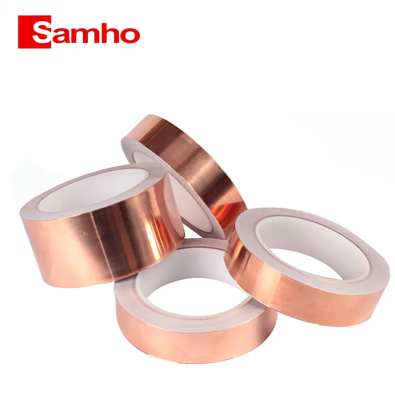 Samho özel boyut anti-girişim radyasyon koruma her iki tarafta 50mm x 10mm iletken çift iletken bakır folyo bant
