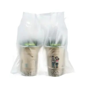 कस्टम मेड दूध चाय बैग एकल और डबल कप दूध चाय बैग प्लास्टिक प्रबलित दूध चाय हैंडबैग