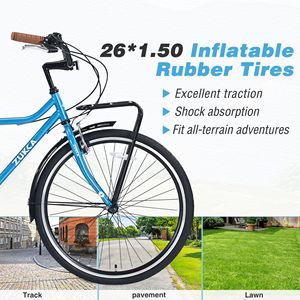 Bicicleta Urbana ZUKA de 26 Pulgadas, Estilo Vintage, 7 Velocidades, Cuadro de Acero, para Hombre y Mujer - Product Image 5