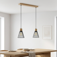 Support de lampe suspendue en bois, style rustique traditionnel pour restaurant, lampe suspendue en métal, éclairage LED décoratif