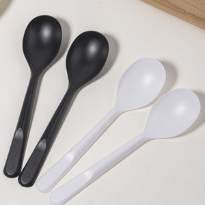 Bán buôn dùng một lần nhựa muỗng Bộ đồ ăn cá nhân bọc <span class=keywords><strong>PE</strong></span> nhựa xách tay thìa súp kem tráng miệng muỗng - Product Image 4