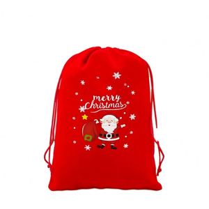 Sac à cordon en velours imprimé avec logo personnalisé, très vendu, réutilisable pour les fêtes de Noël et les bonbons - Product Image 2