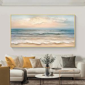 Pintura de Paisaje Marino Texturizada en 3D, Arte de Pared Impasto, Lienzo Horizontal, Decoración de Playa, Pintura al Óleo Abstracta Hecha a Mano - Product Image 4