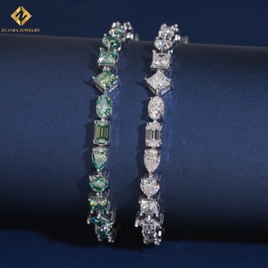 Moissanite Tennis <b>Bracelet</b> Fancy Shape 925 <b>Silver</b> Rhodium Plated Luxury Geometric Design <b>Bracelets</b> - Product Image 1