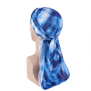 Durag en satin soyeux avec logo personnalisé, pour ondulations 360, queue extra longue, broderie 3D, foulard de créateur, bonnet de compression pour hommes - Product Image 3