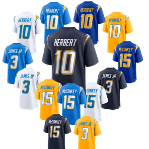 Camiseta de Fútbol Americano de los Angeles Chargers para Hombre Adulto # 10 Herbert # Camiseta de Manga Corta 15 McConkey James Jr, Poliéster Cosido de Alta Calidad - Product Image 1