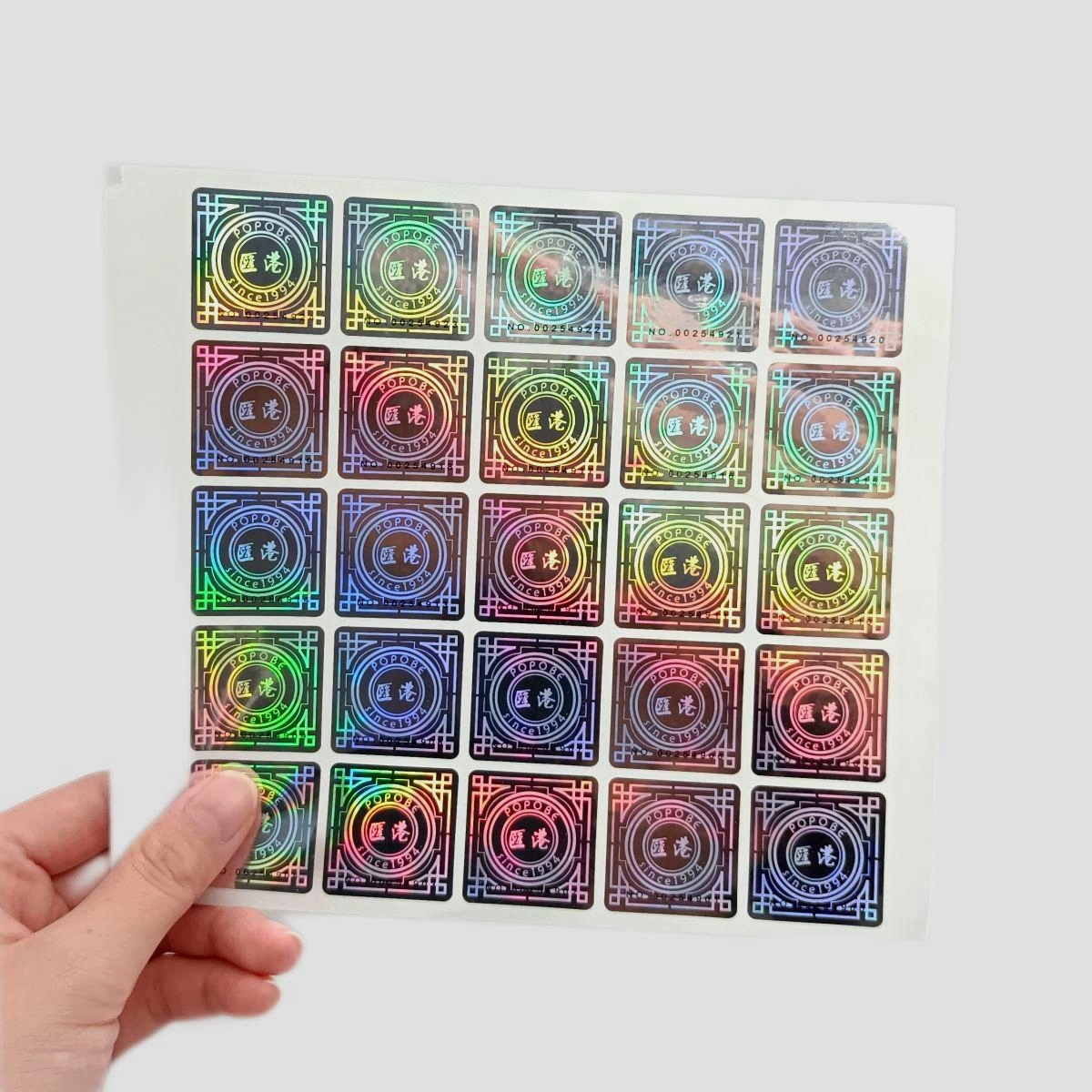 Kiss Cut Square Holo graphische Sicherheits garantie Void Sticker Papier Wasserdichtes Hologramm Laser Void Label Aufkleber Benutzer definiertes Vinyl HXM