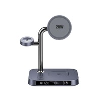 Nouvel arrivage 2026 : Chargeur sans fil magnétique 3-en-1 en alliage de zinc avec refroidissement TEC rapide 25W pour smartphone, montre et écouteurs