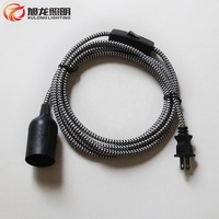 E26 E27 longueur personnalisée bouchon de base à vis en tissu moderne jeu de cordons de prises de lumière avec variateur de lumière