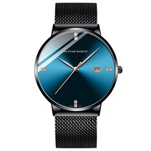 Livraison directe, montres pour hommes, <span class=keywords><strong>Bracelet</strong></span> en acier inoxydable, <span class=keywords><strong>maille</strong></span>, boîtier Ultra mince, montre minimaliste - Product Image 1