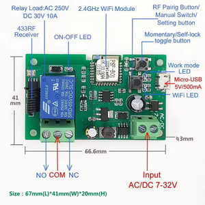 EweLink 1CH Wifi RF DC AC 7-32V 1 kênh thông minh động cơ chuyển đổi mô-đun 433Mhz điều khiển từ xa làm việc với Alex 10A relay tự khóa - Product Image 5