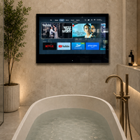 Televisor Inteligente Negro de 27 Pulgadas para Baño, Televisor Resistente al Agua con Android 11.0 para Hotel/Cocina, Altavoces Integrados, Wi-Fi y Bluetooth