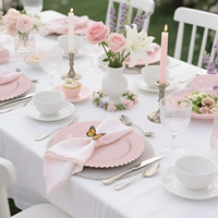 Assiettes jetables en plastique rose écologiques, modernes et résistantes, à motifs perlés, pour la fête des mères, les baby showers et les mariages
