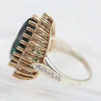 Bague Vintage Antique en Argent Sterling 925 avec Émeraude en Forme de Goutte de Larme Cultivée en Laboratoire pour Femme – Idéale pour les Fêtes