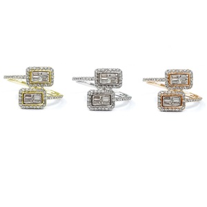 Quick Delivery Fine Jewelry Special Design High End 18k Solid White Gold Natural Diamond Baguette Cluster Wedding Ring for Women - Product Image 4