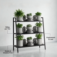 Support pour plantes en métal à trois niveaux antirouille - Convient à l'intérieur et à l'extérieur - Revêtement en poudre de zinc - Support pour pot