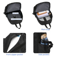 Sac à dos pour ordinateur portable léger en polyester imperméable avec port USB, fermeture éclair, logo personnalisé, écologique, unisexe, pour affaires, école, voyage