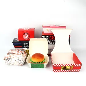 Custom Burger French Fries Fried Wing Paper Boxes Fast Food Packing Container Takeaway Burger Fried Chicken Box