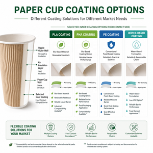 Gobelets à café jetables à double paroi en papier ondulé, vente en gros, compostables, revêtement PHA/PLA/PE, impression personnalisée, service alimentaire - Product Image 3