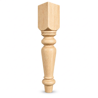 Pied de table à manger tourné en bois de caoutchouc massif, 35,5 pouces, non fini, support décoratif en bois pour meubles, pied de remplacement personnalisé pour table
