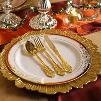 Meilleures ventes d'assiettes rondes en or pour récifs de 13 pouces Chargeurs de table en plastique écologiques pour mariages Thanksgiving Noël