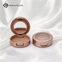 Boîte compacte ronde marron en ABS à double couche pour poudre pressée avec miroir, vente en gros