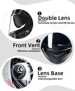 หมวกกันน็อคแบบเต็มใบหน้าจุด ABS แบบทนทานพอร์ตตาขยายสำหรับการออกแบบตามหลักอากาศพลศาสตร์ที่มองเห็นได้กว้างสีตามสั่ง - Product Image 3