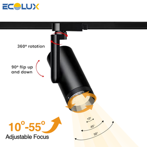 Système d'éclairage sur rail LED Ecolux personnalisé 220 V CE ETL SAA, zoomable et dimmable, pour usage industriel, en aluminium moderne, pour ateliers - Product Image 3