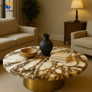 Tavolino da Caffè in Marmo Antico di Alta Qualità, Arredamento di Lusso per Soggiorno in <span class=keywords><strong>Pietra</strong></span> Naturale - Product Image 1