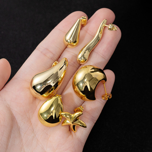 Phụ Nữ Sang Trọng Của Thép Không Gỉ Bông Tai Hợp Thời Trang Mạ Vàng Đinh tán Trong Nước Drop Hình Dạng Ngôi Sao Đồ Trang Sức Thời Trang - Product Image 5